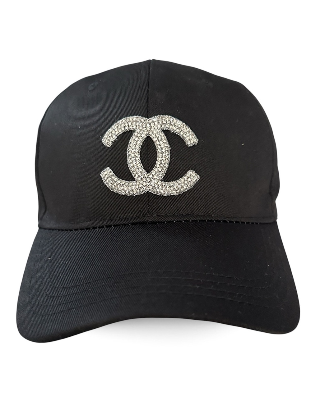 Black baseball ladies cap with crystal CC logo - Picture 4 of 7